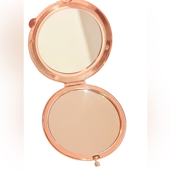 Rhinestones Makeup Mirror for Rose Gold Tone Metal Glass New - Picture 4 of 6